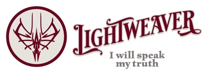 A heading placard to the Order of Lightweavers. It shows the symbol of the Lightweavers, with the word Lightweaver. Underneath the word, the placard says 'I will speak my truth'.