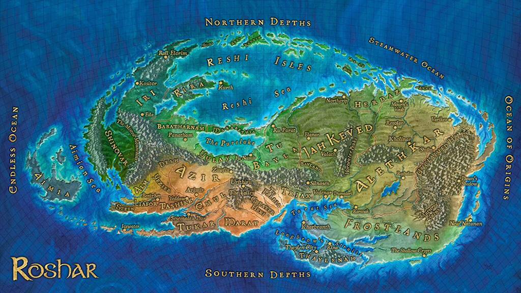 A map of the continent of Roshar.